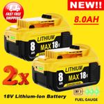 2X Batteries 18V 8.0Ah BATTERY XR For Dewalt DCB184 DCB184 DCB182 DCB183 Li-ion