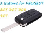 2 Button Replacement Flip Key Fob Case Shell Blade For PEUGEOT 207 307 308 407
