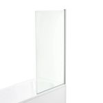 Shower Screen Over Bath Door 6mm Thick Glass Chrome Square Edge 1400 mm Panel