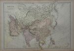 Original Antique Map Asia c.1850 Blackie & Son Hand Coloured India China Japa
