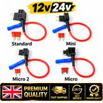 Add A Circuit Fuse Tap 10A Piggyback Blade Fuse Holder 12V 24V Dash Cam Car