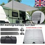2.5/3/3.5/4.5m x 2.4m Caravan Awning Canopy Sun Shade Shelter with Poles Van