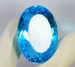 80 Ct Blue Topaz Oval Shape Loose Gemstone For Pendent Use Excellent Cut