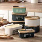 Ceramic french butter dish with lid knife holder container insulated storage box