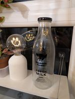 1 litre Glass Milk Bottle With Secure Lid, Store Milk, Vase, Juice, Water
