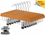 Wooden Hangers With Clips, Clamp Trousers Skirt Hangers For Clothes Space Saver