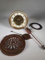HAC Vintage Mantel Clock Parts  Movement Pendulum Gong Dial Glass Back Door