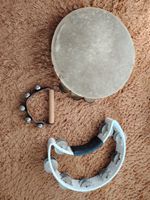 Some vintage various handheld tambourine percussion