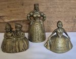Vintage Brass Figural Lady Bells Job Lot x3 Spares Repair 5.5cm & 8cm