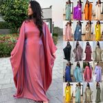 Women Muslim Dubai Party Robe Baggy Abaya Long Kaftan Islamic Shiny Prayer Dress