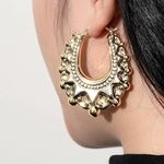 Gold 18K Filled XL 50mm Long Gypsy Creole Earrings Hoops Romany Ladies Women