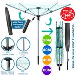 4 Arm Rotary Airer Outdoor Washing Line Clothes Dryer Free Ground Spike & Cover
