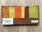 Vintage Retro Unused Napkins In Green Orange Brown In Box Set of 6