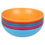 6x Unbreakable Plastic Deep Round Bowls Coloured Reusable Dinner & Picnic Plates