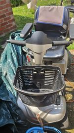 4-Wheel Electric Mobility Scooter Grey/Black with Front Basket & Padded Armrests