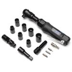 SGS 1/2" Air Ratchet Wrench & 16pc Socket Set, Rubber Grip, 50FT-LB Torque Power