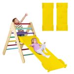 COSTWAY 2-in-1 Triangle Climbing Set Wooden Toddler Climbing Triangle Ladder