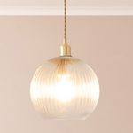 Maddison Lampshade Clear Ribbed Glass Easy Fit Pendant Ceiling Light Shade LED