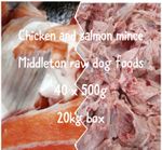 Frozen Dog Food  Chicken & Salmon Mince 40 x 500g chubs 20kg box Delivered.