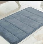 Grey Rectangular Bath Mat Rug, Synthetic Non-Slip, Machine Washable