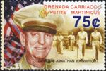 Military Leaders of WWII Gen. JONATHAN WAINWRIGHT/Corregidor/McArthur/Flag Stamp