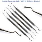 Set of 5 2.5mm Spoon Excavators Restorative Instruments Dental Excavator 125/126