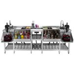 Compact Twin Steel Insulated Ice Well Sink Glass Rinser Bar Cocktail Station -