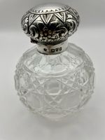 Antique Cut Glass And Sterling Silver Scent Bottle Circa 1915