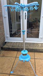 Electric Foldable Freestanding Clothes Drying Rack with Blue Cover