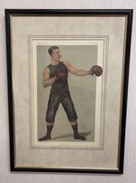 Framed Vanity Fair Boxing Print “Hard Hitter” Walter Edgeworth -Johnstone By Spy