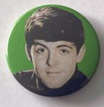 THE BEATLES PAUL McCARTNEY SMALL VINTAGE METAL BUTTON BADGE FROM THE 1980's