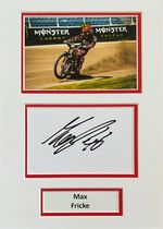 Max Fricke Hand Signed A4 Mounted Photo Display Speedway Autograph