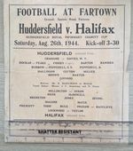 RARE WAR TIME RUGBY LEAGUE CHARITY CUP PROGRAMME HUDDERSFIELD v HALIFAX 1944