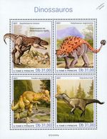 DINOSAURS Prehistoric Animals Dinosaur MNH 4v-Stamp Sheet #13 (2021 Sao Tome)