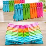 48 Clothes Pegs Line Washing Plastic Strong Laundry Airer Clips Grip Dry Garden