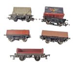 Rake Of 5 Triang Wrenn OO Pedigree Containers Hoppers Brown Open Wagons Unboxed.