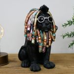 Black Lion Ornament Dreadlocks Rasta Resin Figurine Quirky Unique Home Decor