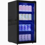 93L Drinks Fridge 115 Can Under Counter Freestanding Adjustable Shelves Black