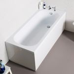 Single Ended Straight Modern Bath Tub Drilled Tap Holes + Leg Pack – UK Made –