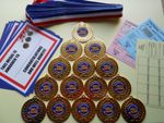 WELL DONE AND CONGRATULATIONS MEDALS 50  MM METAL /RIBBON / CERTIFICATES X 15