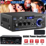 600W bluetooth Stereo Amplifier Amp HIFI Audio Radio 2CH USB AUX FM Car Home UK