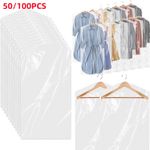 20/50/100Pcs Dry Cleaning Bags Clear Plastic Garment Bags For Hanging Clothes UK