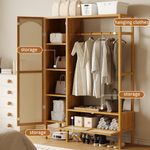 Bedroom Closet Wardrobe with Hanging Rod Storage Cabinet Freestanding UK STOCK