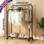 Movable Metal Clothes Rail Storage Garment Shelf Hanging Display Stand Rack