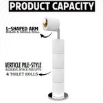 5 PAPER ROLL S/STEEL FREE STANDING 2 IN 1 BATHROOM TOILET ROLL HOLDER DISPENSER