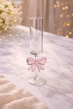 Pink Bow Champagne Flutes Set – Aesthetic Coquette Glassware, Cute Martini/Prose