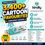 3,400+ Cartoon Favourites PES Embroidery Collection USB | FREE Kindly Viewer