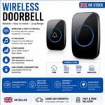 Wireless Doorbell Waterproof Plug In Door Bell Chime 300M Range USB Plug