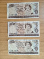 3 x Bank Of New Zealand QEII, $1, One Dollar banknotes - 1980's