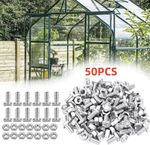 50x Greenhouse Bolts and Nuts Set Glasshouse Aluminium Square Head Nuts & Bolts